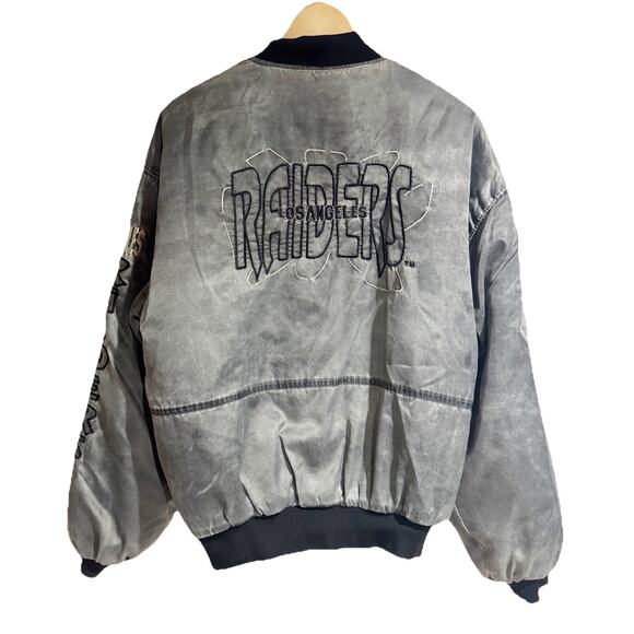 Vintage Los Angeles Raiders Bomber Jacket Nutmeg Mens Large Gray NFL Football - Picture 10 of 10